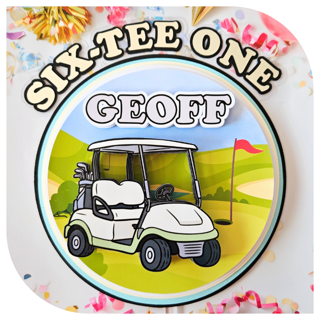 Golf Cardboard Cake Topper (Personalised)