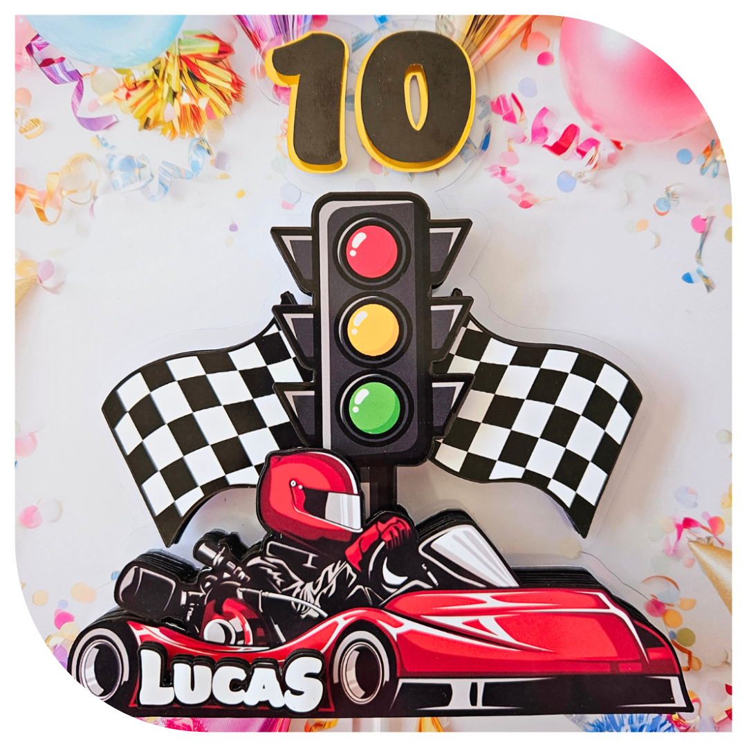Go Kart Cardboard Cake Topper (Personalised)