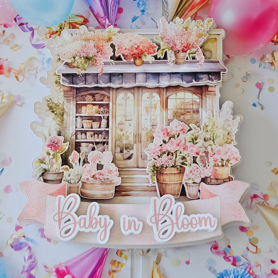 Baby In Bloom Cardboard Cake Topper