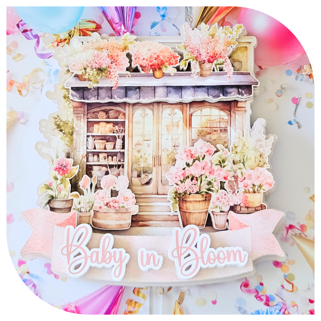 Baby In Bloom Cardboard Cake Topper